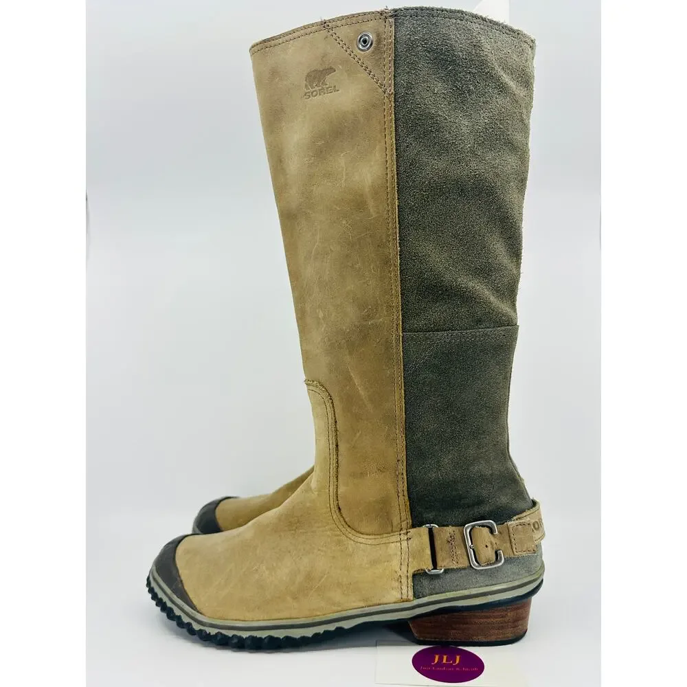 Sorel Womens Slimboot Tall Quarry Waterproof Leather Boots NL2108-008 Size 10